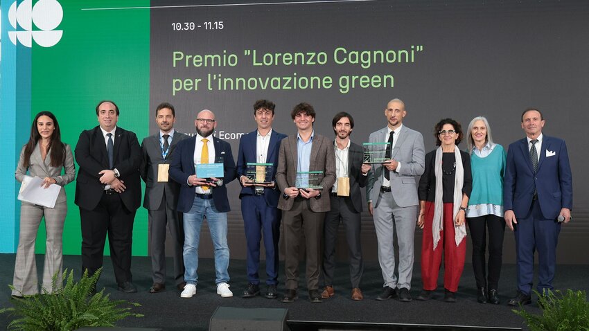 the winners of the lorenzo cagnoni award for green innovation on stage with their award