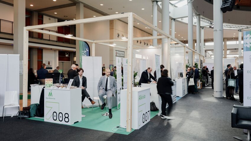  AgroMateriae and Alkivio stand during Ecomondo fair