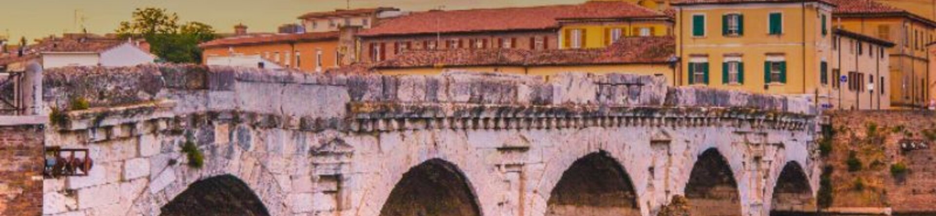 Charming view of the Tiberius Bridge in Rimini, one of the city's most iconic historical landmarks
